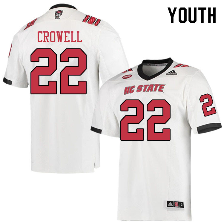 Youth #22 Micah Crowell NC State Wolfpack College Football Jerseys Sale-White - Click Image to Close